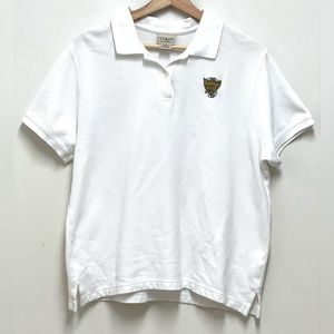 L.L. Bean Women's Beverly Hills Logo White Cotton Polo Shirt Size L